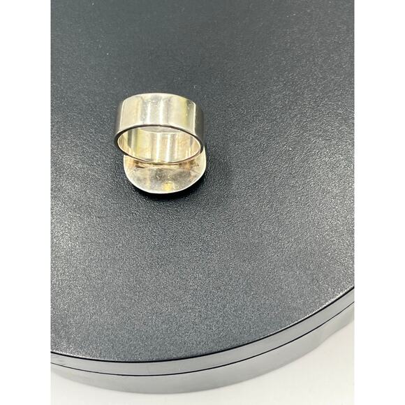 Vintage Sterling Silver 925
Azurite Malachite Teardrop
Ring Sz 6 Wide Band 8.6g - Picture 8 of 10